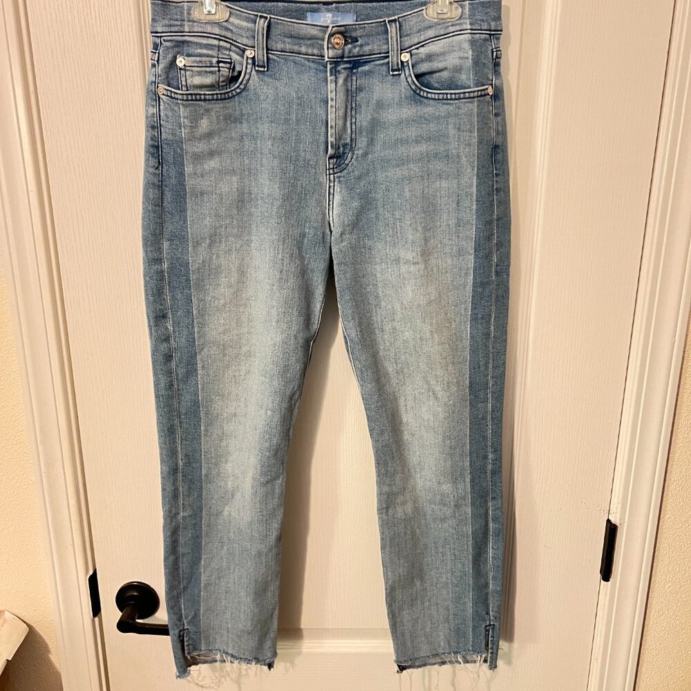 $349 Authentic 7 For ALL MANKIND Made in USA Women's Stretch Blue Jeans Sz.30X25